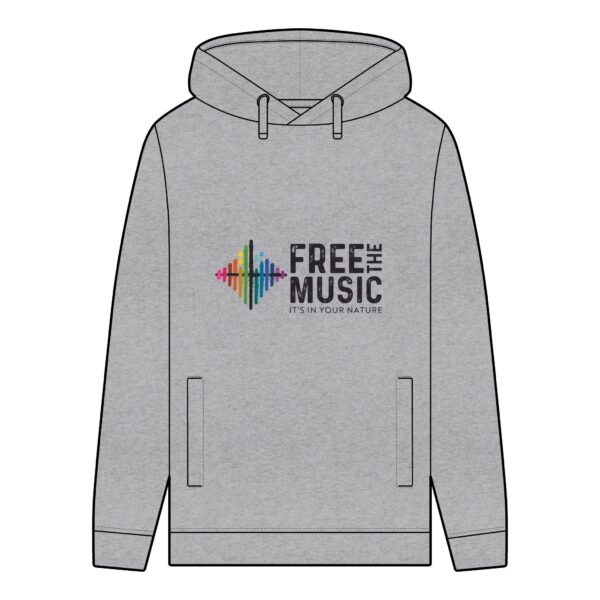 Mens' Organic Free The Music Logo Hoodie - Image 3