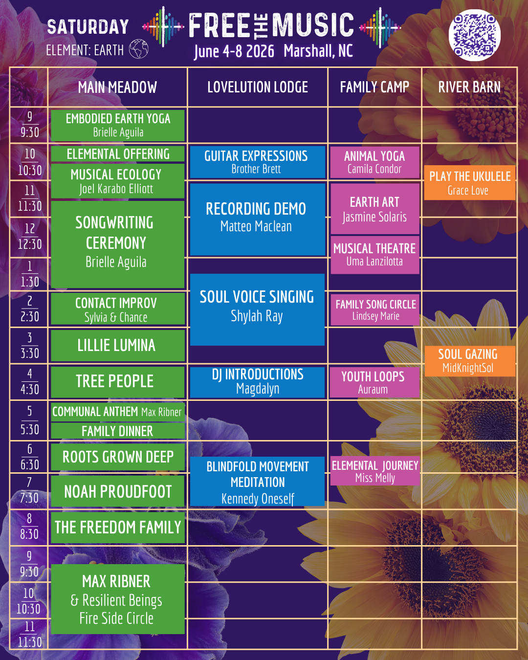 Saturday June 6 — Element: Earth — FTM Gathering Schedule