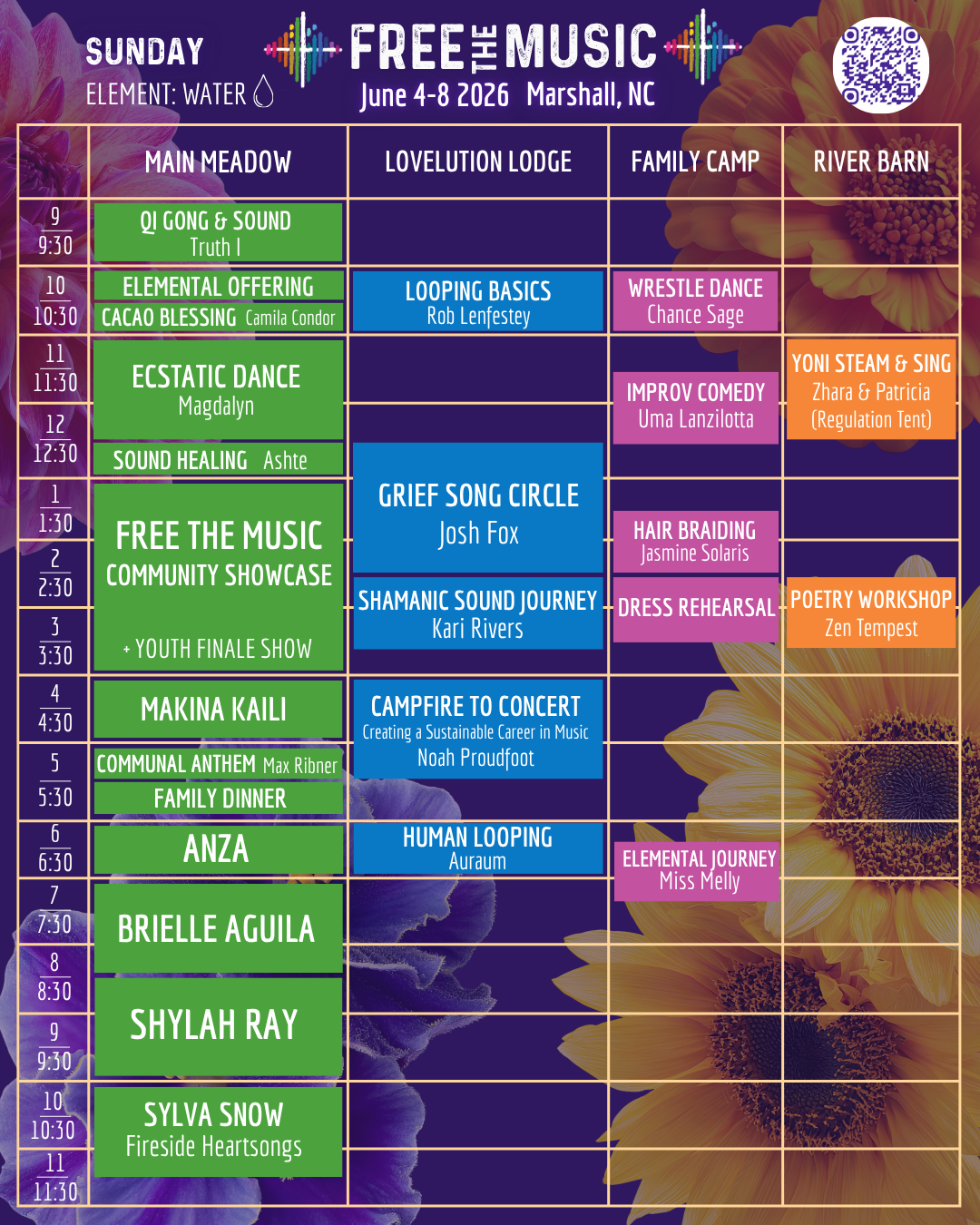 Sunday June 7 — Element: Water — FTM Gathering Schedule