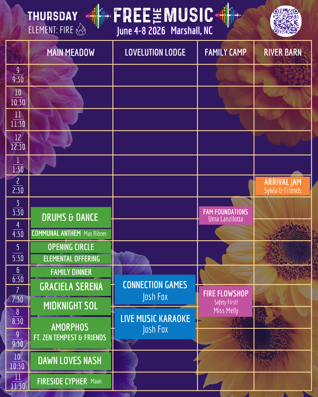 Thursday June 4 — Element: Fire — FTM Gathering Schedule